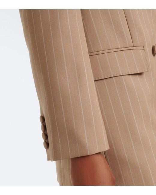 Valentino Brown Pinstripe Virgin Wool Double-Breasted Blazer