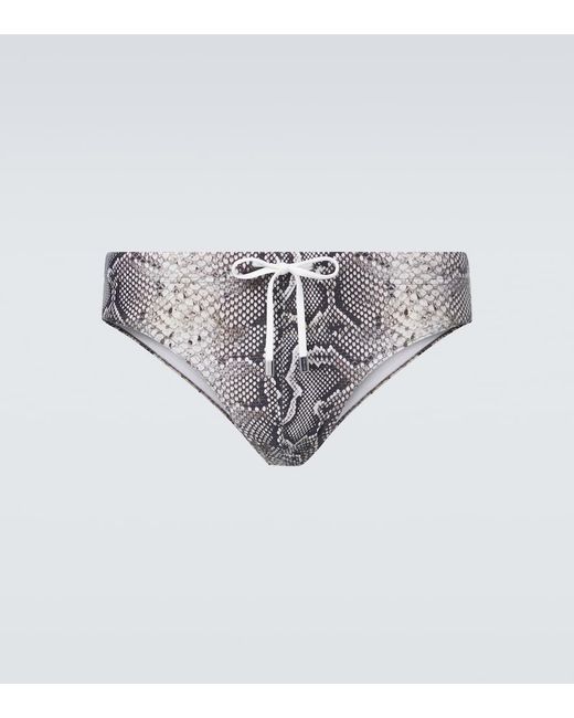Tom Ford White Snake-Print Swim Briefs for men