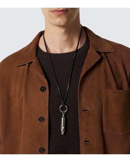 Lemaire White Acme Leather Pendant Necklace for men