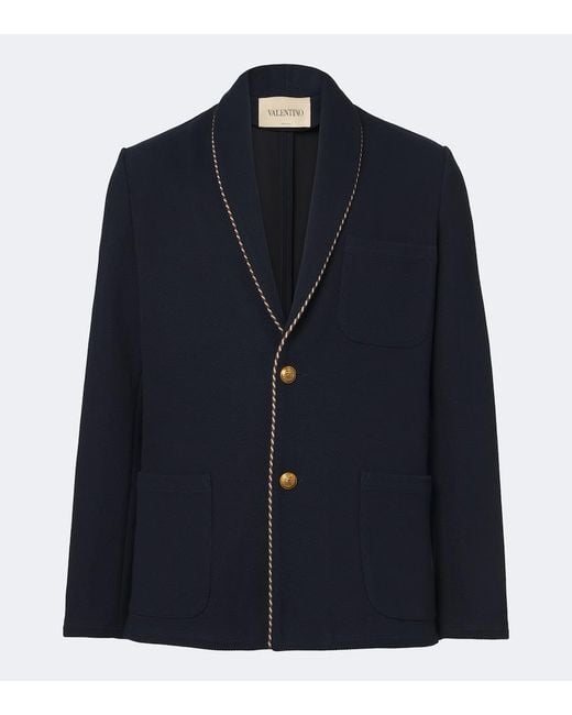 Valentino Blue Cotton Twill Blazer for men