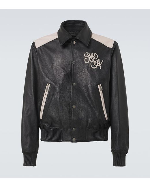 Amiri Collegejacke Ma Swirl Aus Leder in Black für Herren