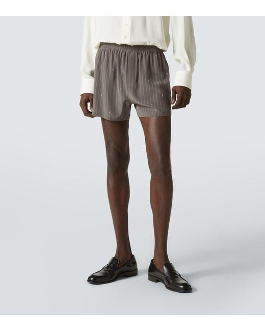 Saint Laurent Gray Silk Boxer Briefs for men