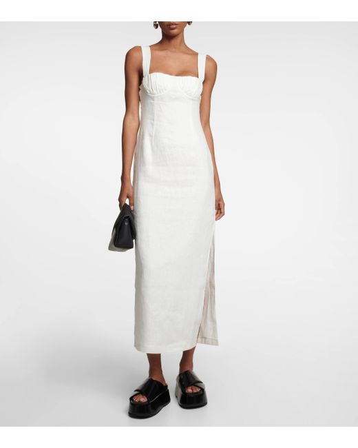 Sir. The Label White Bettina Linen Midi Dress