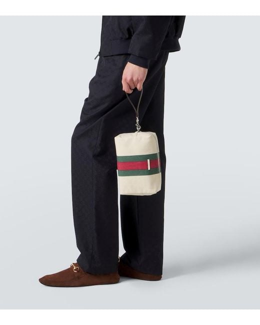 Gucci White Positano Small Canvas Pouch for men