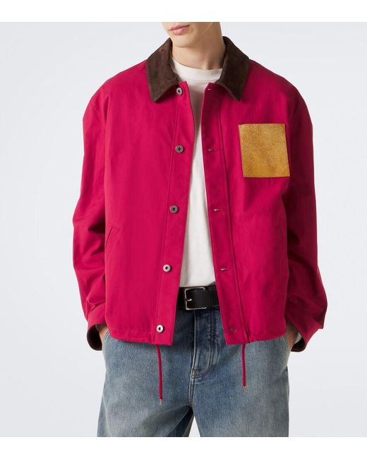 Loewe Pink Suede-Trimmed Cotton Canvas Jacket for men