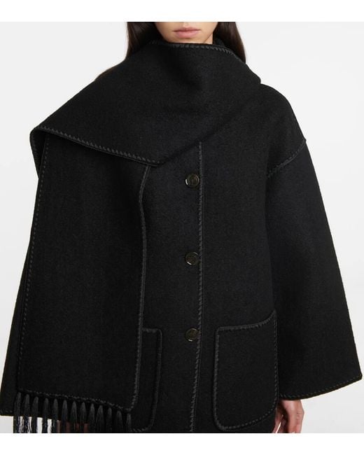 Totême  Black Embroidered Wool-blend Scarf Jacket