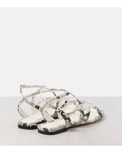 Jimmy Choo White Ayla Snake-effect Leather Sandals