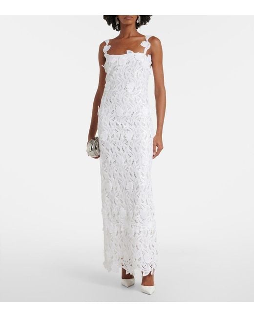 Jonathan Simkhai White Marenna Broderie Anglaise Sequined Gown