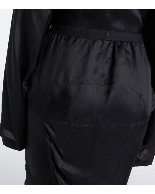 Rick Owens Black Soft Pillar Gathered Printed Maxi Skirt