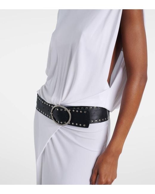 Christopher Esber White Belted Draped Jersey Maxi Dress