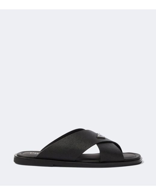 Prada Black Leather Sandals for men
