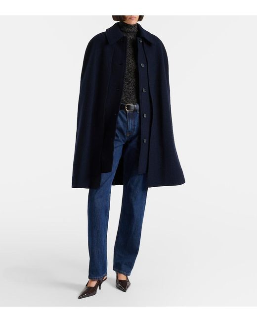 Totême Blue Wool Boucle Cape