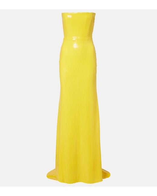 Alex Perry Yellow Sequined Corset Gown