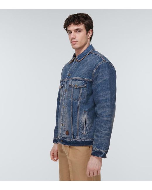 Gucci Blue Reversible Gg-jacquard Denim Jacket for men