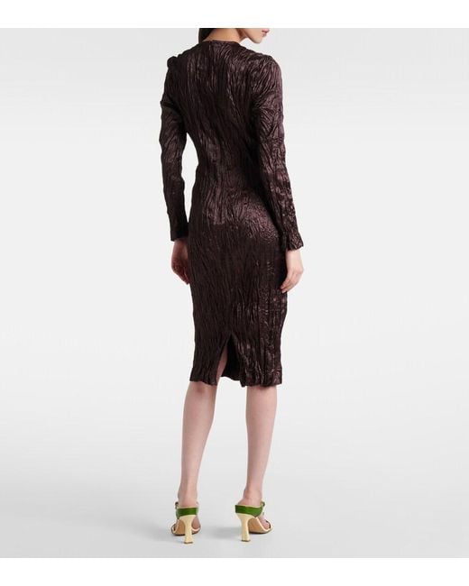 Bottega Veneta Black Satin Midi Dress