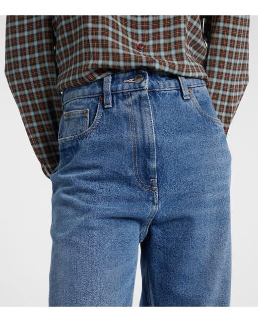 Prada Blue High-Rise Wide-Leg Jeans