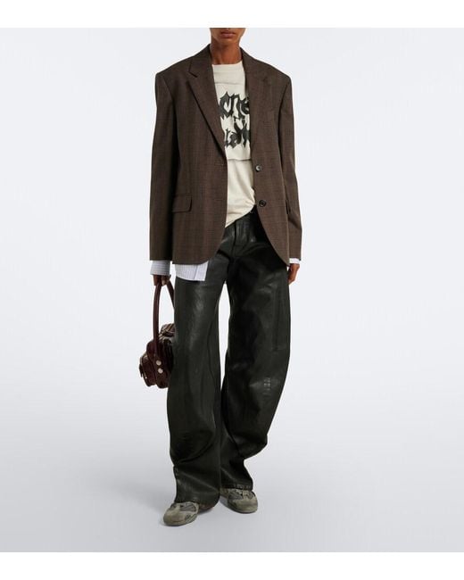 Acne Black Coated Barrel-Leg Jeans