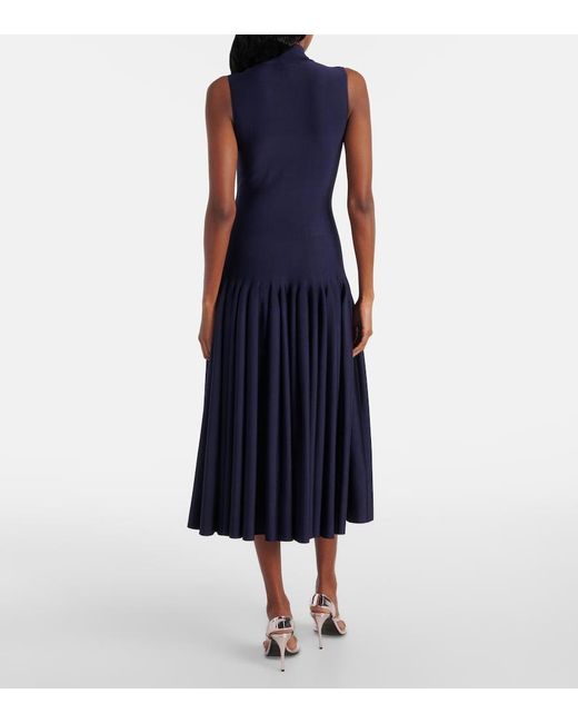 Alaïa Blue Godet Midi Dress