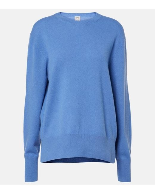 Totême Blue Crew-Neck Cashmere Knit Sweater