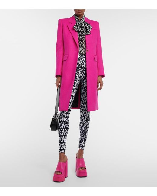 Versace Pink Leather Platform Mules