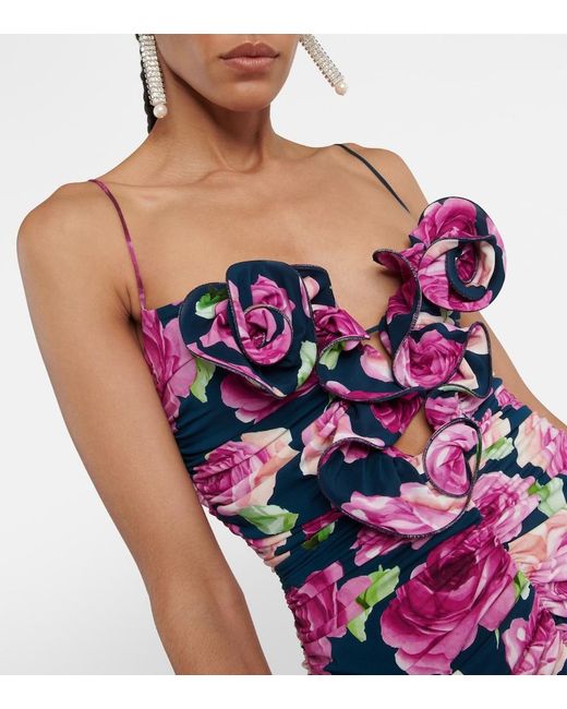 Magda Butrym Purple Floral Ruched Minidress