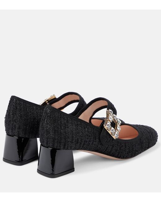 Roger Vivier Black Tres Vivier Embellished Mary Jane Pumps
