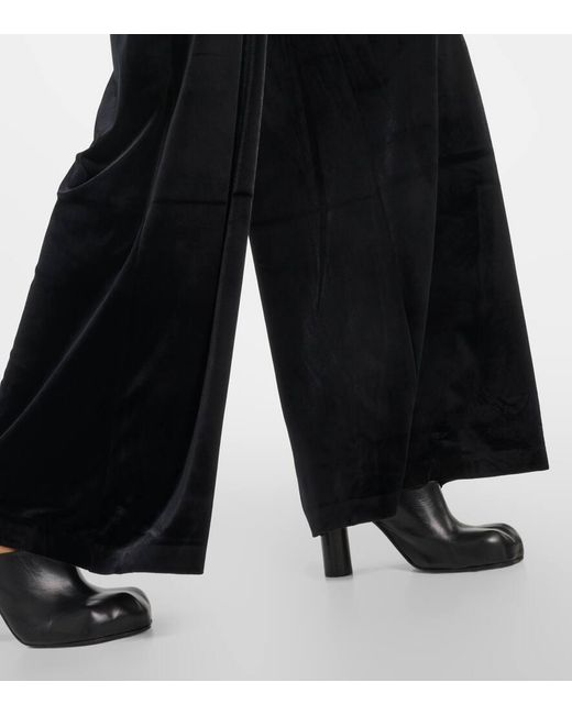 Norma Kamali Black Elephant Velvet Wide-leg Pants