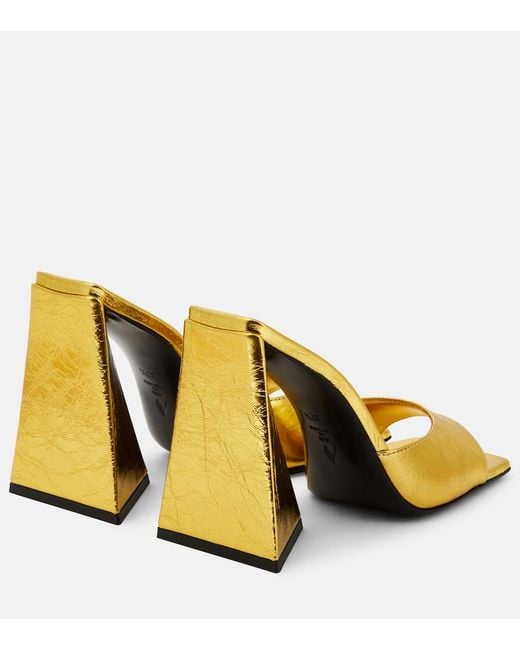 The Attico Yellow Devon Laminated Leather Mules
