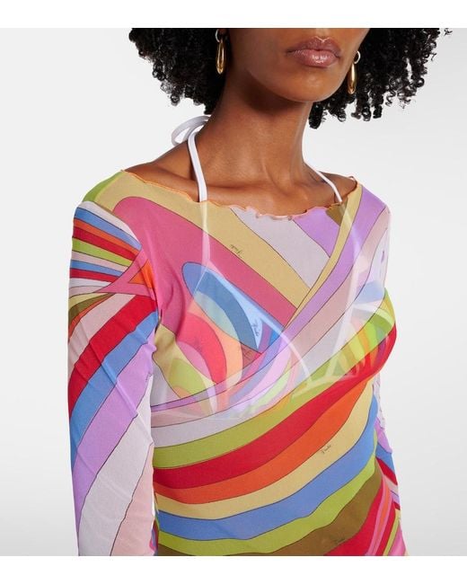 PUCCI プッチ ワンピース Iride sheer tulle maxi dress986961 Iride-Print Tulle Dress – PUCCI Online Store