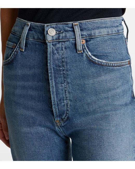 Agolde Blue 90's Pinch Waist High-Rise Straight Jeans