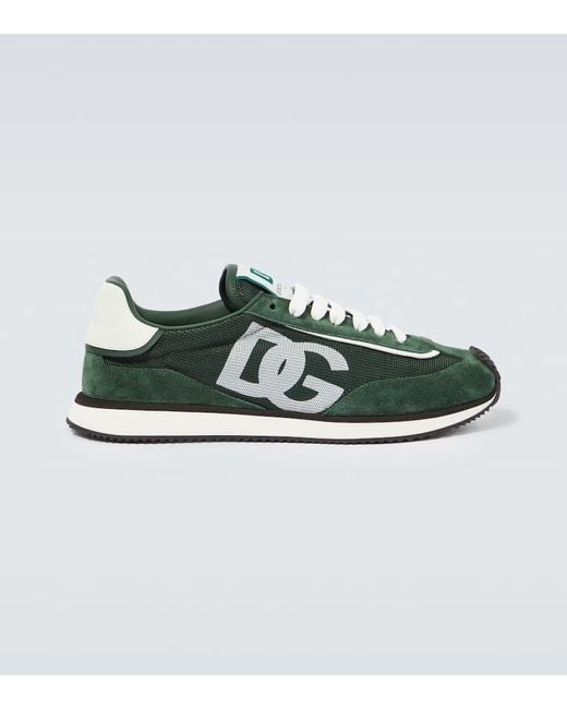 Dolce & Gabbana Grün/Weiß Panel Flache Schuhe in Green für Herren