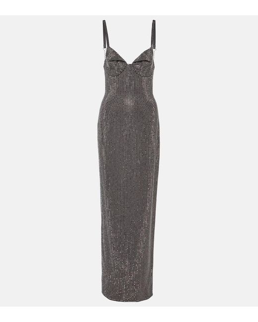 Area Gray Crystal-Embellished Jersey Gown