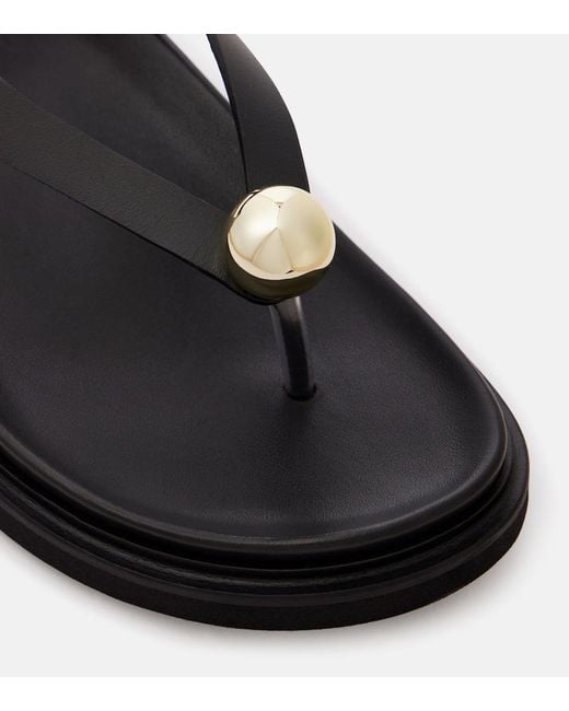 Souliers Martinez Black Spiaggia Embellished Leather Sandals