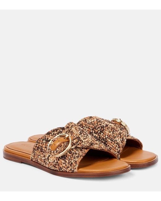 Robert Clergerie Brown Irme Raffia Slides