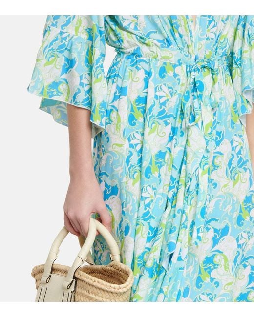 Melissa Odabash Blue Melissa Printed Kaftan Dress