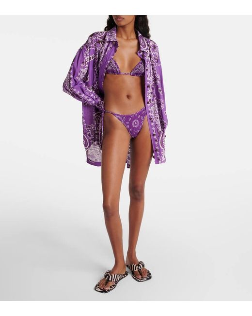 Bikini Bandana con stampa di The Attico in Purple