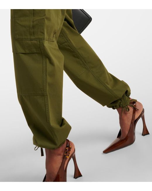 Pantalones cargo de sarga de algodon Saint Laurent de color Green