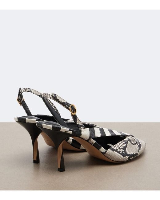 Jacquemus Metallic Snake-Effect Leather Slingbacks