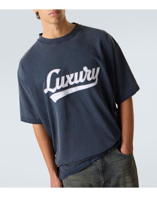 Balenciaga Blue T-Shirt With Logo for men