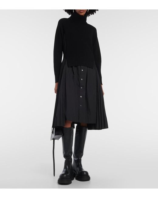 Sacai Black Turtleneck Midi Dress