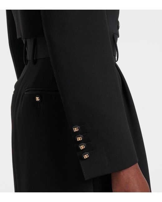 Dolce & Gabbana Black Cropped Wool-Blend Jacket