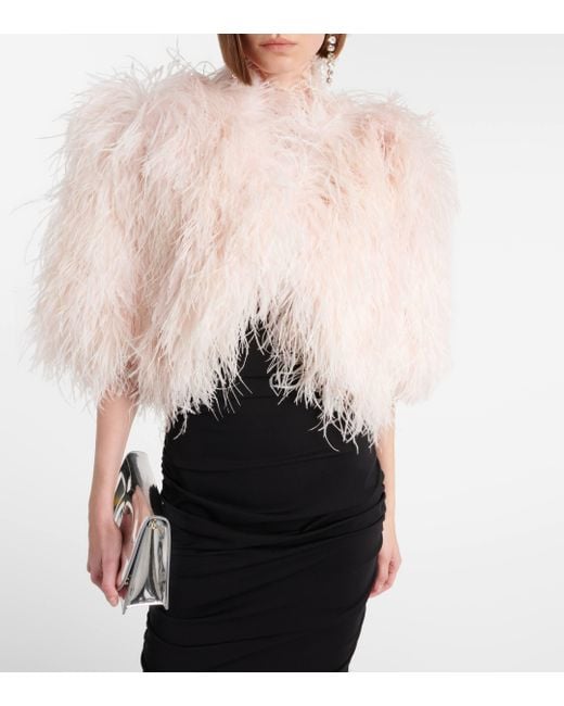 Dolce & Gabbana Natural Cropped Feather Jacket