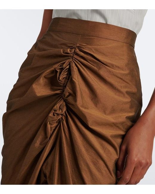 Vivienne Westwood Brown Panther Gathered Cotton-Blend Maxi Skirt
