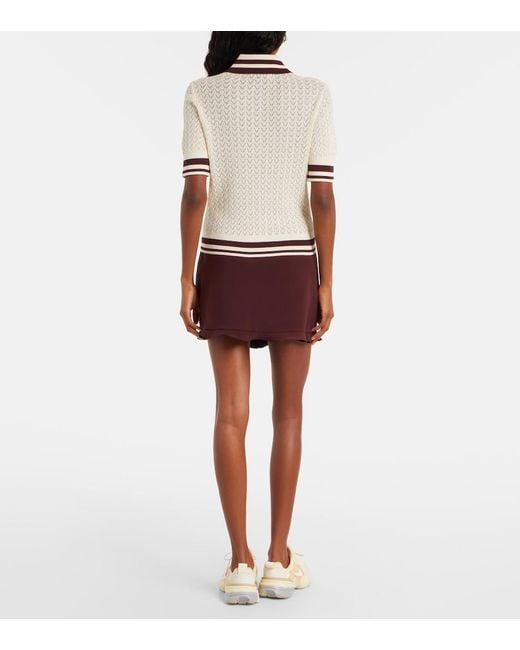 Tory Burch Natural Cotton Pointelle Polo Shirt