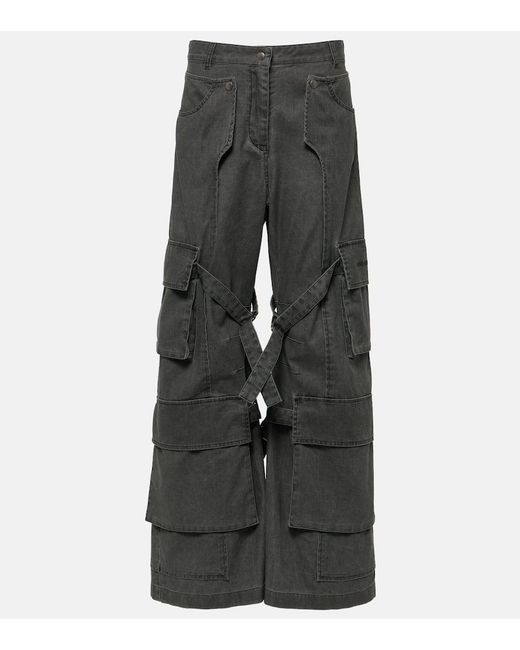 Jeans cargo anchos de tiro medio Acne de color Gray