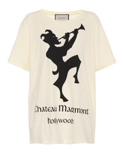 Gucci White Oversize T-shirt With Chateau Marmont Print