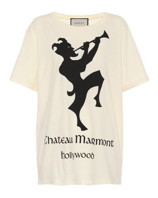 T-shirt oversize à imprimé Chateau Marmont Gucci en coloris White