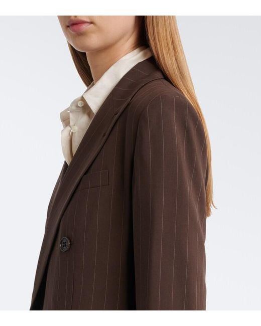 Ralph Lauren Brown Pinstripe Double-Breasted Wool Blazer