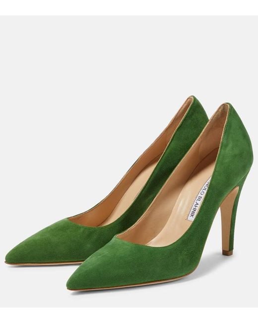 Escarpins Nelirapla En Daim Manolo Blahnik en coloris Green