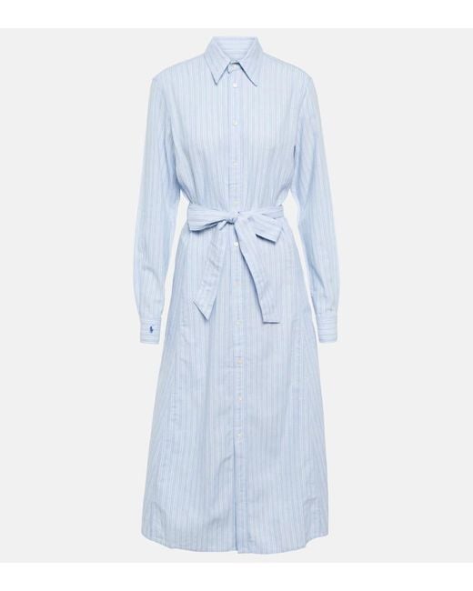 Vestido camisero de lino y algodon Polo Ralph Lauren de color Blue